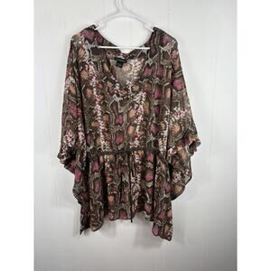 Lane Bryant Womenes Boho Animal Poncho Fairy Plus Size 26 Tropical Mature Sheer